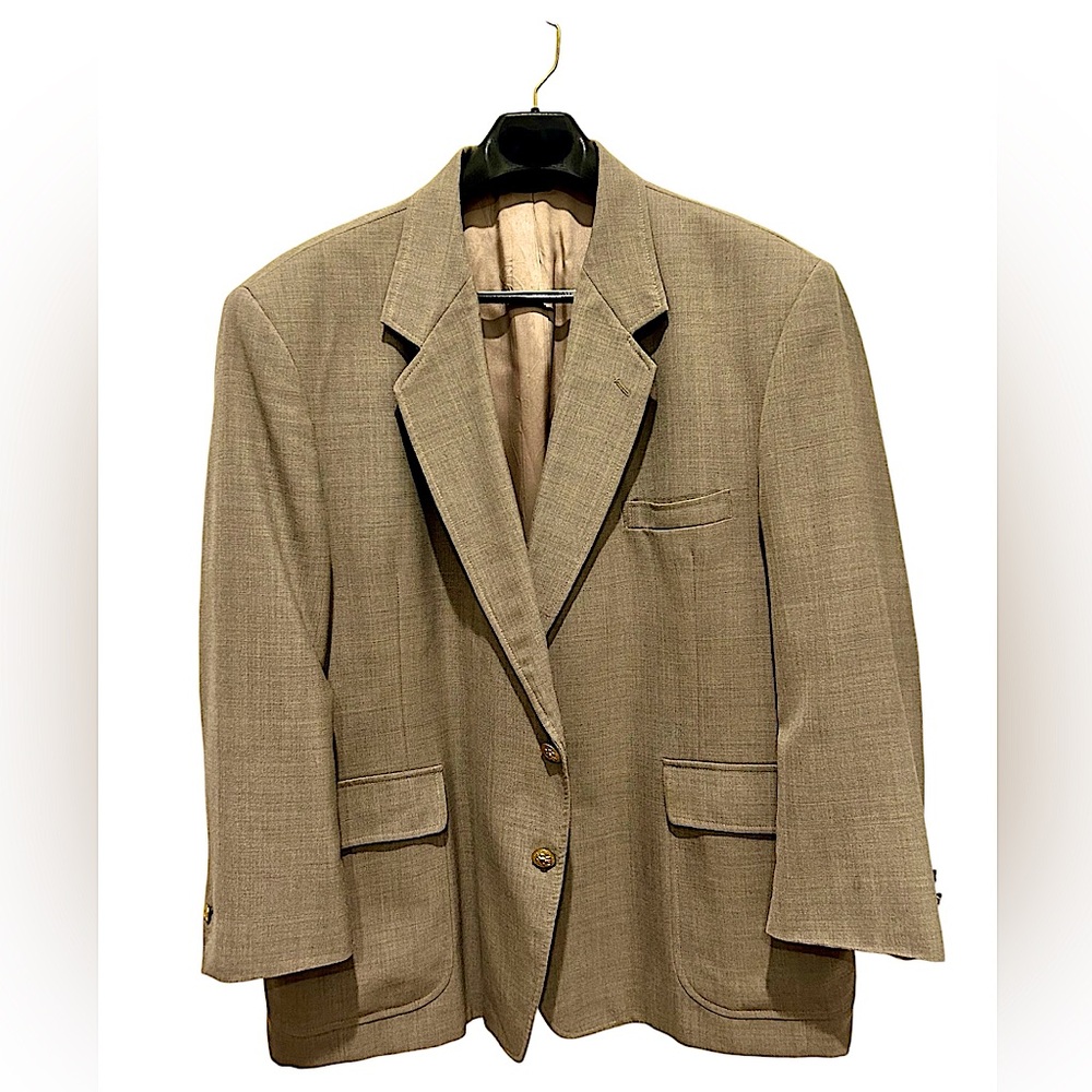 Vintage Light Brown Big and Tall Suit Jacket with Gold Buttons